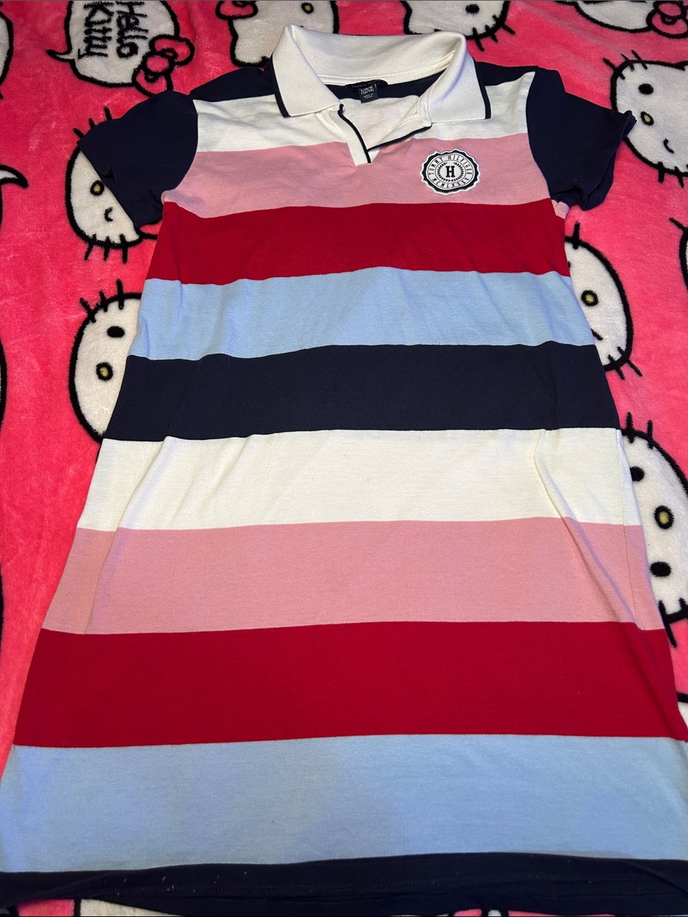 Tommy Hilfiger Girls' Striped Polo Dress in Navy, Red, Pink, Light Blue & White